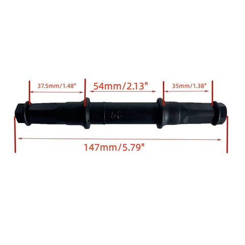 Square Taper Bicycle Bottom Bracket Axle Set With 5S 146.5mm, 3S 144.5mm, 3P 139mm Lengths, black axle with measurements