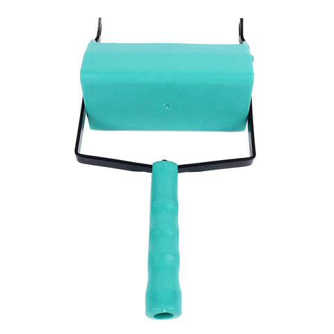 Professional Five Inch Knurling Decorator Roller With Comfortable Anti Slip Handle for walls and ceilings, turquoise design.