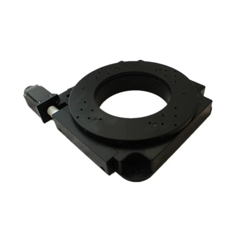 Motorized Rotary Positioning Stage With High Precision Electric Rotary Table For Optical Alignment Hollow Round Platform Worm Gear Drive Smooth Fine Positioning 360 Degree Rotation Ideal For Microscopy And Lab Projects, top view