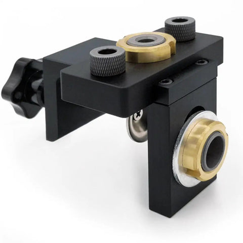 Dead Center Woodwork Punching Locator Tool For Carpentry Marking And Drawing Solid Aluminum Alloy Manual Drilling Positioner close-up view