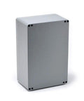 Hella Tough Aluminum Junction Box Featuring IP66 Waterproof Seal And Reliable Heat Dissipation For Demanding Outdoor Cable Runs And Switch Installations In Grey Finish Sized At 9.4 By 6.3 By 4 Inches side view of grey aluminum box.