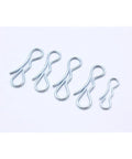 5 Piece Heavy Duty Alloy Steel Cotter Pins Silver Lockfasteners For Industrial Sci Work Replace Old Rusted Parts Strong Corrosion Resistant Clips set on light background