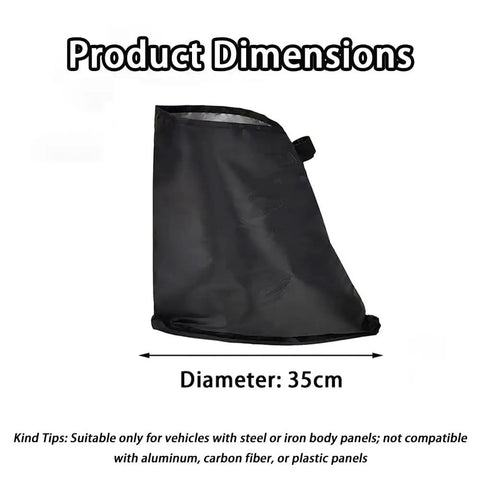 Slick Magnetic EV Charger Cover For Jeep Wrangler 4xe, 35cm diameter, black weatherproof design for steel panels.