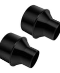 Two black plastic Four Inch To Two And One Half Inch Dust Collection Reducer Cone Adapter For Shop Vacuum Hose Fittings Dryer Vent And Machinery Ports Quick Connect No Tool Required Two Pack in a side view.