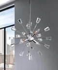 Four Light Crystal Sputnik Chandelier In Polished Chrome, Modern Ceiling Light Fixture With Dazzling Glass Orbs For Living Room