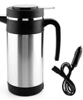 Road Ready Setup 1000 Milliliter Stainless Steel 12 Volt Car Kettle with power cord for brewing beverages on the go.