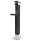 Built Like A Tank 7000Lb Square Drop Leg Trailer Jack With Weld On Pipe Mount And Side Wind Crank for utility use, black square tube design.