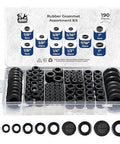 Pro Grade Rubber Grommet Kit For Wiring Pack Of 190 In Two Types With Eight Grommet Sizes And Two Hole Plug Sizes in case