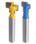 Shop Essential 1/4 Inch Shank Keyhole Router Bit Set With T Slot And T Track Cutters, solid steel, yellow and blue bits.