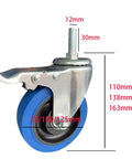 Smooth Rolling Hardworking 3 Inch Swivel Stem Casters With Locking Brake Rubber Wheels Non Marking Quiet Set Of Four M12 Thread detailed view.