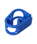 Close-up of a blue plastic hose clamp for 1/4 to 1/2 inch tubes, part of Four Pack Adjustable Hose Clamps For One Quarter To One Half Inch Tubes