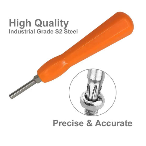 Go-To Double End Gamebit Screwdriver Kit with 4.5mm and 3.8mm bits, orange handle, industrial S2 steel, precise and accurate.