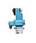 Heavy Duty HSK63A Side Milling Head With Internal Coolant And Rapid Tool Swapping For Knockout Accuracy And Badass CNC Results On Any Shop Floor Setup Today side view showcases blue color and precision design.