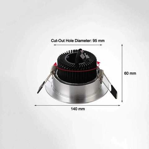 WKNHHL Recessed Lighting Housing Trim Kits Aluminum Indoor Embedded Downlight with dimensions 140mm, Cut-Out Hole 95mm.