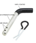 Half Inch Trailer Hitch Pin And Clip For Class I And II Hitches, Zinc Plated Steel With Vinyl Coated Head, Durable Pin With Two Retainer Holes, Includes Clip, 1 Pack, Easy Fit For Towing
