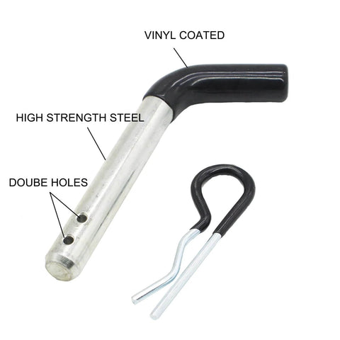 Half Inch Trailer Hitch Pin And Clip For Class I And II Hitches, Zinc Plated Steel With Vinyl Coated Head, Durable Pin With Two Retainer Holes, Includes Clip, 1 Pack, Easy Fit For Towing