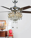 Sleek Crystal Ceiling Fan With Integrated LED Lighting And E27 Socket Remote Control Ultimate Home Upgrade For Bedroom Kitchen Or Foyer To Keep The Vibes Cool And Fresh, featuring chrome finish and crystal accents.