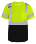 High Visibility Class Two Work Shirt For Men Quick Dry Bird Eye Mesh Safety Tee Bright Yellow XL with reflective strips and pocket.