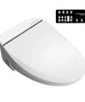 Electric Bidet Toilet Seat Cover Pumping Heat With Built In Led Night Light And Kid Safe Bench, sleek design with control panel.