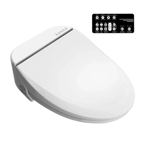 Electric Bidet Toilet Seat Cover Pumping Heat With Built In Led Night Light And Kid Safe Bench, sleek design with control panel.