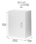Image of Heavy Duty Carbon Steel Electrical Enclosure 16x12x8 with dimensions and grip tight lock for outdoor use.