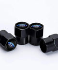Four Black Tire Valve Stem Caps With O Rings For Ford Vehicles Like Fusion F Series F150 F250 F350 F450 F550 Edge Explorer Mustang
