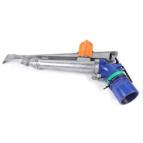 The Ultimate Workhorse 2 Inch Adjustable Irrigation Sprinkler Spray Gun, zinc alloy construction, for farms and lawns.