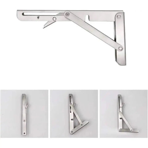 Heavy Duty Folding Shelf Brackets Set 2 Pack Space Saving Triangle Wall Mounted Hinge Brackets For Tools And Shelves 6 Inch Black Built Tough
