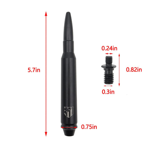 Jeep Wrangler Short Black 5.7 Inch Aluminum FM Aerial Antenna Replacement Mast Whip For JK JKU JL JLU 2007 2021 with measurements