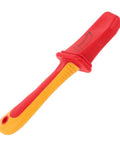 Heavy Duty Wire Stripper With Thick Insulated Handles Top Shelf Electrical Wire Cutter And Precision Stripping Tool Universal Pro Powerhouse For Tradesmen, red and yellow grip, ergonomic design.