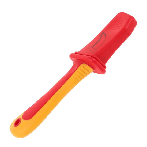 Heavy Duty Wire Stripper With Thick Insulated Handles Top Shelf Electrical Wire Cutter And Precision Stripping Tool Universal Pro Powerhouse For Tradesmen, red and yellow grip, ergonomic design.