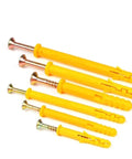200 Pack Self Tapping Wall Anchors With Metal Screws M6x30mm Plastic Expansion Tube Fastener Kit Heavy Duty Yellow Zinc Plated Carbon Steel Rust Resistant Drywall Anchors No Drill Install For Secure Wall Mounts, yellow anchors