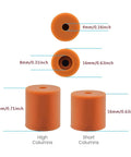 Image showing dimensions of Silicone Heatbed Leveling Columns For 3D Printers With Shock Absorption Mounts Built To Last Replacement Springs 8 Pack For Ender 3 V2 Pro And More High Temperature Durable. The columns measure 4mm inner diameter, 16mm outer diameter, and are available in heights of 18mm and 16mm.