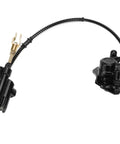 Rear Brake Master Cylinder Caliper Assembly Ride Ready Fits 50cc 70cc 90cc 110cc 125cc ATVs with hose and connectors visible