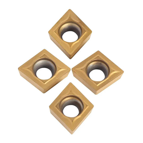 CNC Carbide Insert Cutter Set 10 Pcs Shape Indexable Lathe Milling Inserts CCMT09T304 and CCMT32.5 close-up view