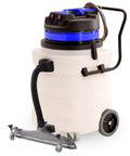 Heavy Duty Industrial Wet Dry Vacuum Two Motor Design With Front Squeegee 24 Gallon Tank 2000 Watt showing front squeegee attachment.