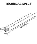 Technical drawing of 4 Piece Square Key Stock Set 6mm By 6mm By 12 Inch Cold Drawn 45 Steel For Shaft Keyways In Motors Machinery