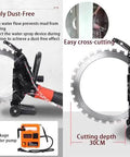 Heavy Duty Brushless Electric Concrete Circular Saw With Water Pump, 3000 Rpm High Speed Wet Cut Ring Tool for dust-free cutting.