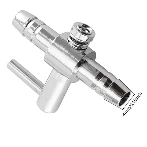 Air Flow Control Valve For Aquarium Fish Tank 4 mm Inlet And Outlet Copper Nickel Plated Silver Tone Durable 10 Pack.