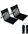 2 Pack Foldable Camping Chairs With Mesh Backrest, Ultra Light Portable Beach Chairs With Carry Bag, Aluminum Frame, Black