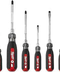 Pro Grade 6 Piece Cushion Grip Screwdriver Set With Hardened Tips Forged Shanks Anti Peel Handles And Tactile Identification For Quick Tooling Built To Last For Any DIY Or Pro Job arranged in size order