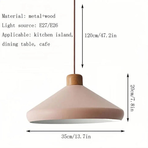 Nordic Industrial Pendant Light E26 Adjustable Height Wood Metal Chandelier for Kitchen Island Dining Room(White,35cm) showcasing adjustable height and sleek design.