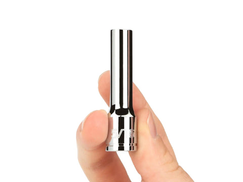 Close-up of a chrome socket from Deep Twelve Point Three Eighths Inch Drive Socket Set With Rail, Fifteen Piece, Inch Sizes From One Quarter To One