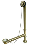 Clawfoot Tub Waste And Overflow Drain In Antique Brass Solid Brass Construction One And A Half Inch Thread Twenty Gauge Chain And Stopper Operation Old School Vintage Vibe Bath Fixture