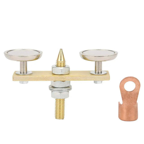 Heavy Duty Welding Magnetic Head With Quick Ground Clamp For Fast Mechanical Repairs And Insulation Boards Featuring 36mm Diameter Disk with brass and metal components.