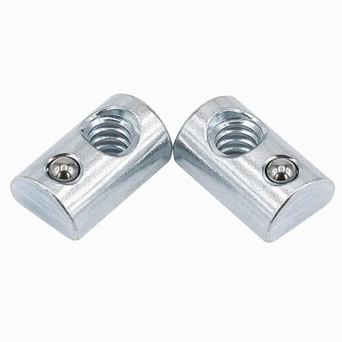 Heavy Duty Forty Pack Steel Spring Ball Roll In T Slot Nuts With Quarter Inch Twenty Thread suitable for CNC router frames.