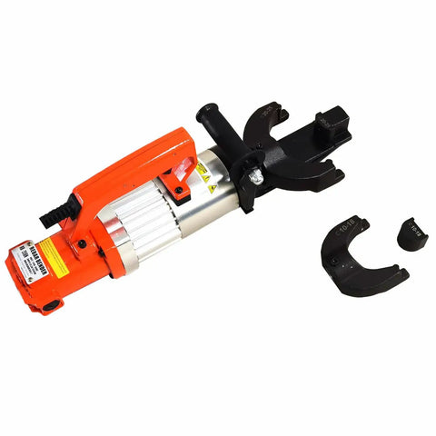 Buy This Electric Hydraulic Rebar Bender Tool For Heavy Duty Jobs On Construction Sites Or Diy Projects Bend Up To 1 Inch Steel Bars With Ease Using Portable Machine Features Aluminum Body And Powerful Motor Perfect For Professionals - close-up view of electric hydraulic rebar bender with tools.