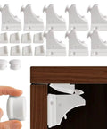 Invisible Magnetic Cabinet Locks For Child Safety, 20 Pack With 4 Keys, shown with installation on wood cabinet