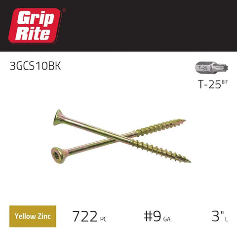 9X3 Inch Construction Screw With T25 Star Drive Self Starting Type 17 Point No Pre Drill Needed Flush Flat Head Coarse Thread