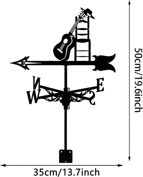 Farmhouse Weathervane Garden Wind Vane Kit With Roof Mount Stainless Steel Wind Direction Indicator For Outdoor Backyards And Patios Easy Assembly Varnished Metal Decor For Lawn Or Garden